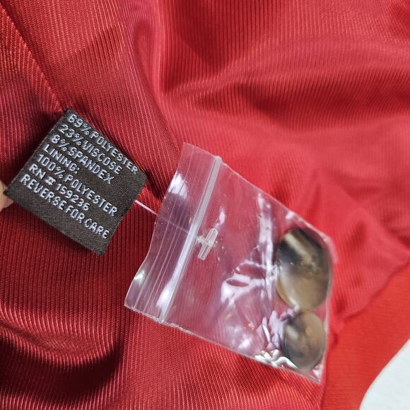 J McLaughlin Womens 12 Double Breasted Blazer Red Preppy Designer Old Money Peak - Picture 13 of 16